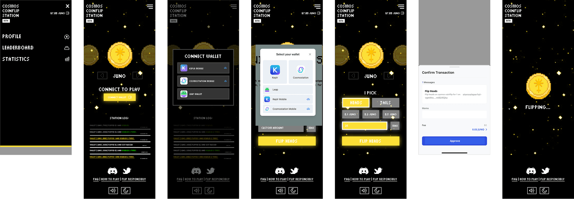 Cosmos coin flip — the product