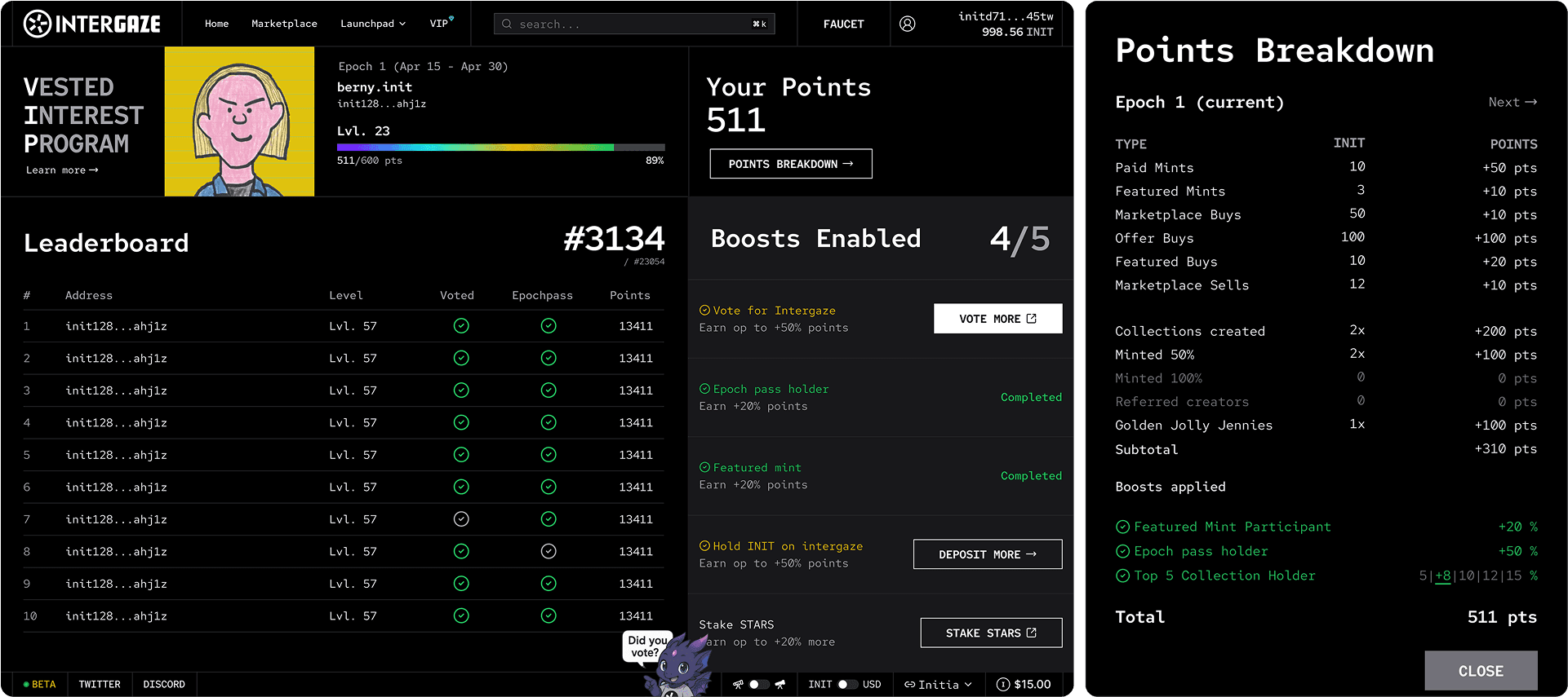 Intergaze Launchpad & Marketplace — the interface