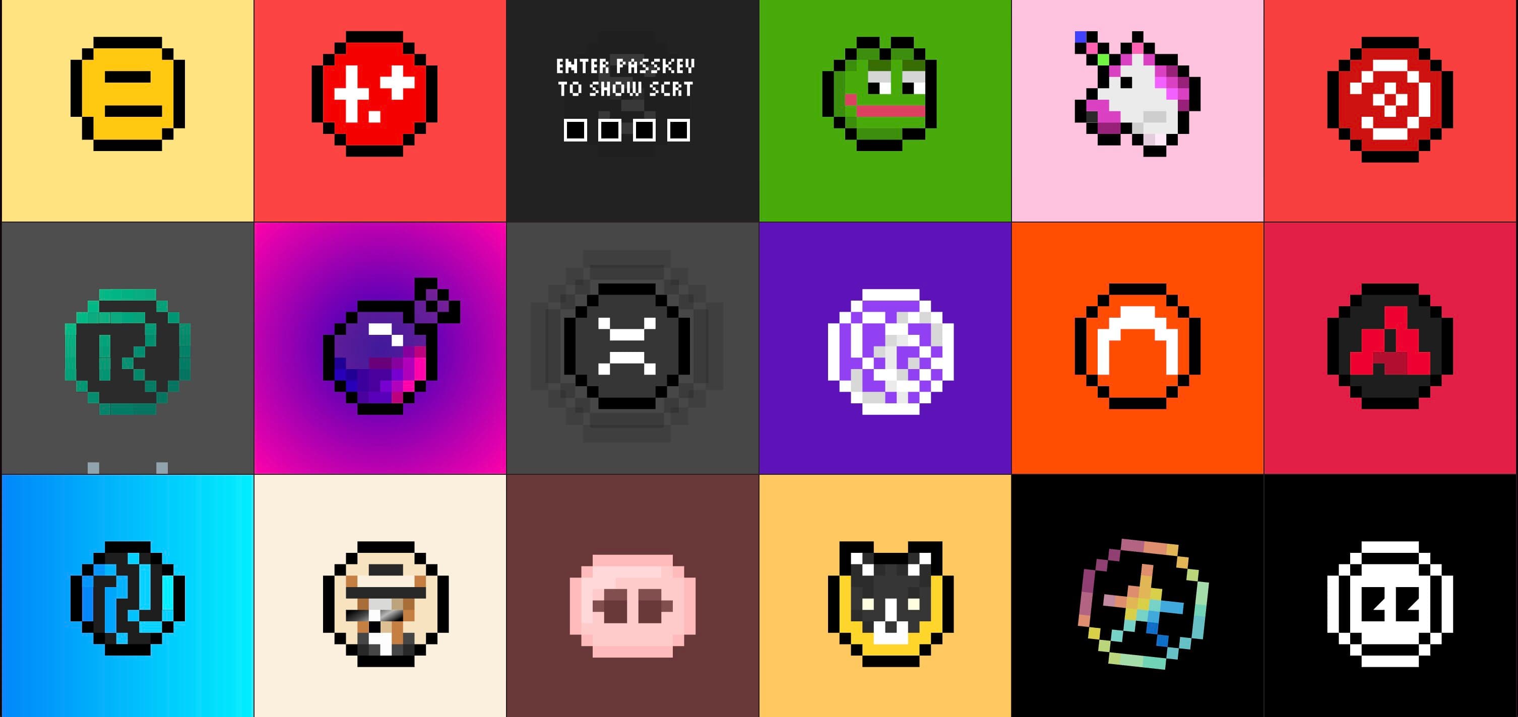 Pixel Tokens collection of pixel-art crypto coins
